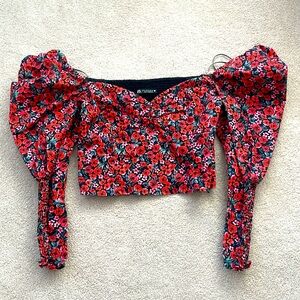 Zara Floral Bustier Style Cropped Top